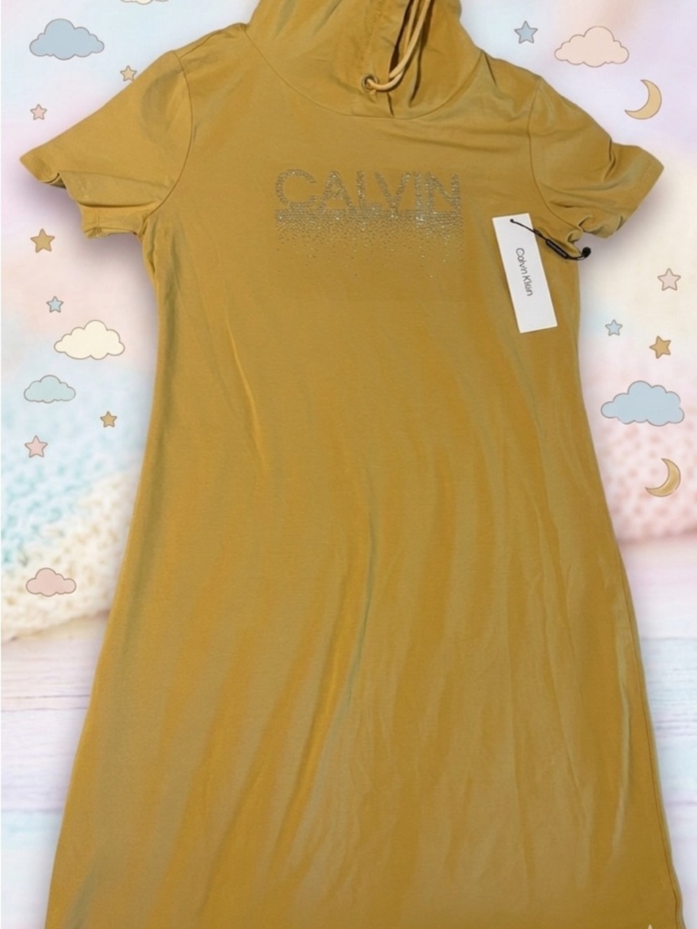 Calvin Klein Girls' Hooded Short-Sleeve Dress - Mustard